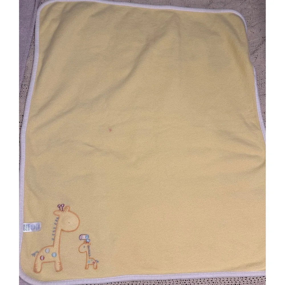 Child of Mine by Carters Yellow Fleece Baby Blanket Giraffe Embroidery squeaktoy